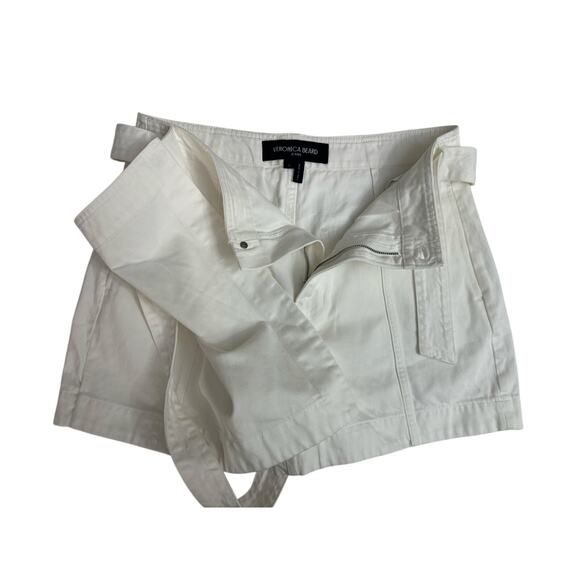 Veronica Beard Skort Agee White Cotton Denim Tie Belt Waist size 12 new - Picture 5 of 9